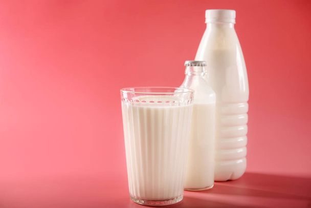 Milk products on color background - Photo, Image