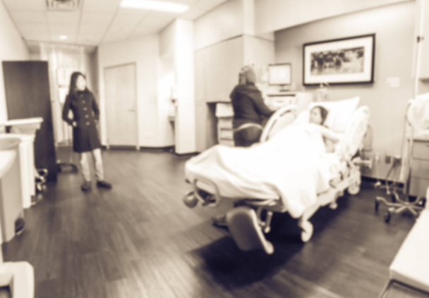 Vintage hang elmosódott mozgás munkaerő- és szállítási szobában amerikai Kórház - Fotó, kép