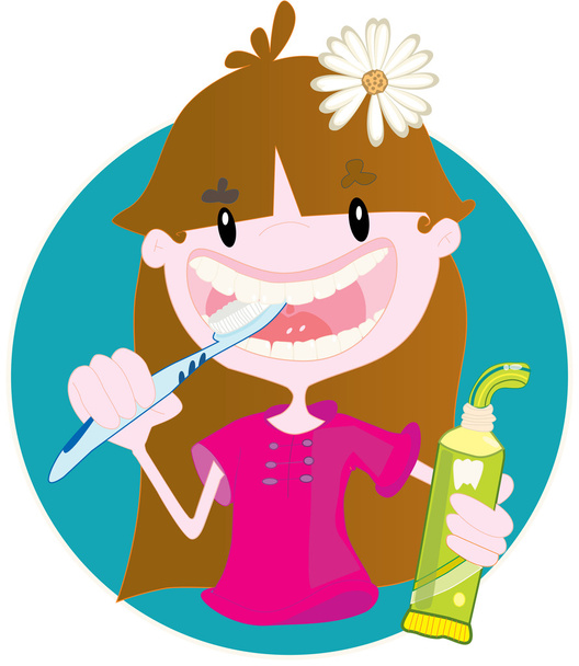 sevimli kız çamaşır diş - Vektör, Görsel