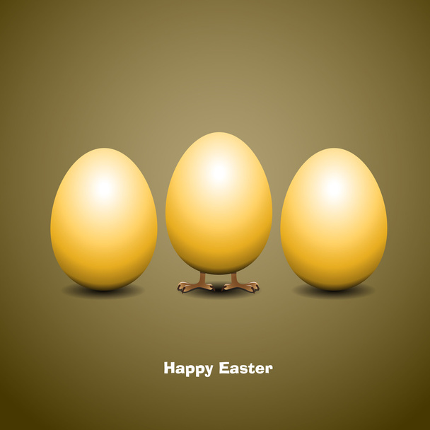 Happy easter - Funny chicken family eggs - vector card - Вектор,изображение