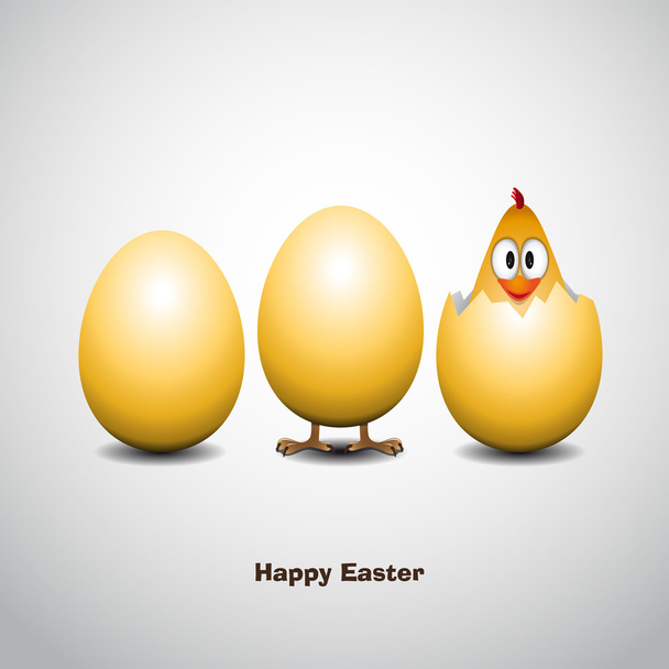 Happy easter - Funny chicken family eggs - vector card - Вектор,изображение