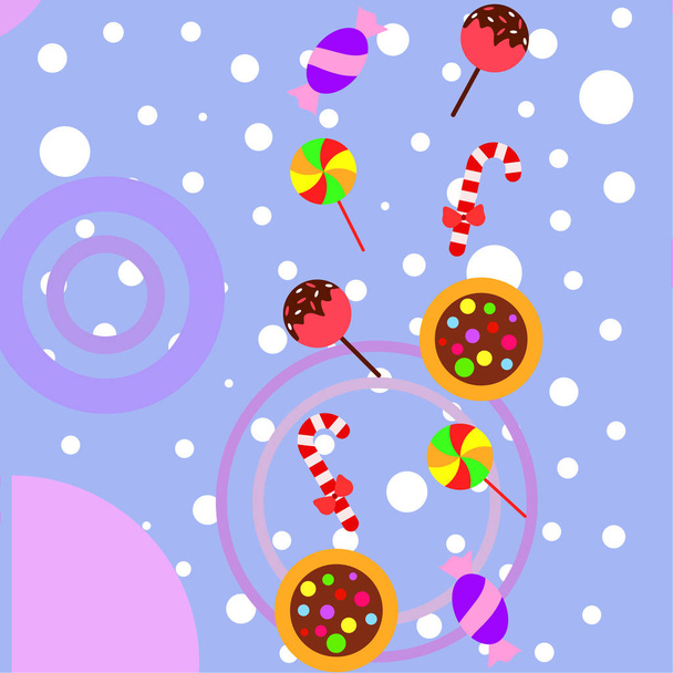 Merry Christmas card with  candies, vector background - Wektor, obraz
