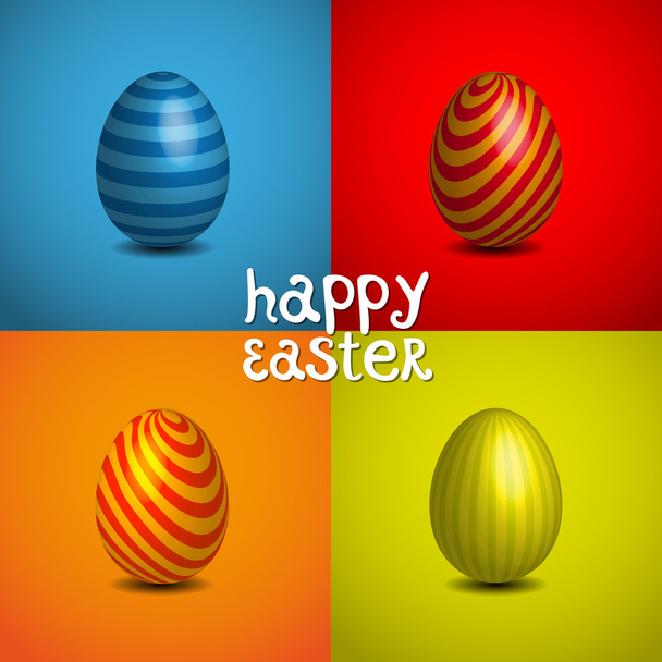 Happy easter cards with easter eggs, easter chick and front - Vector, afbeelding