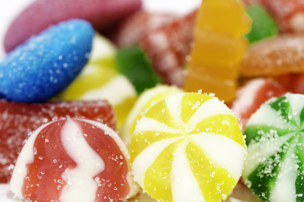 Mixed colorful candies isolated on white background. Close up. - Valokuva, kuva