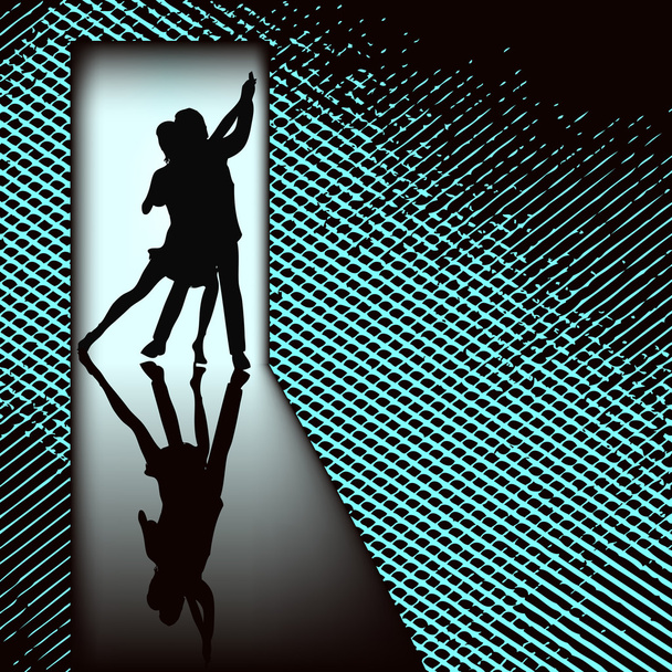 戸口タンゴを踊るカップルとベクトル背景イラスト - ベクター画像
