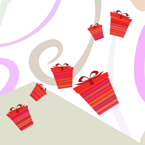 Merry Christmas card with gifts, vector illustration  - Vetor, Imagem