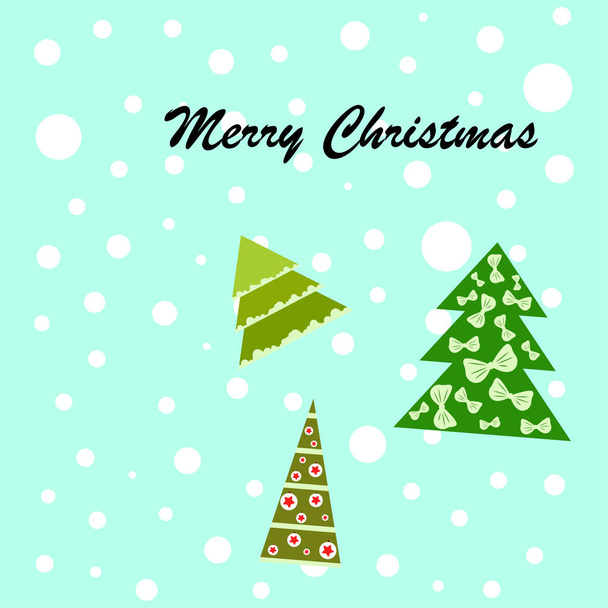 Merry Christmas card with  trees, vector background - Vektör, Görsel