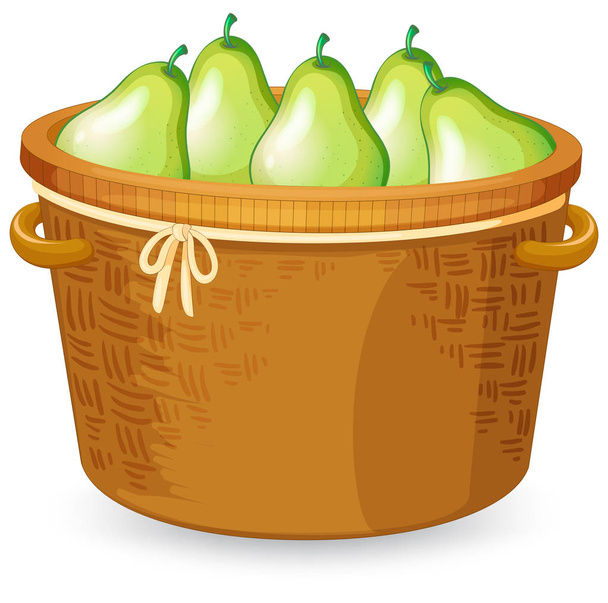 梨のイラストのバスケット - ベクター画像