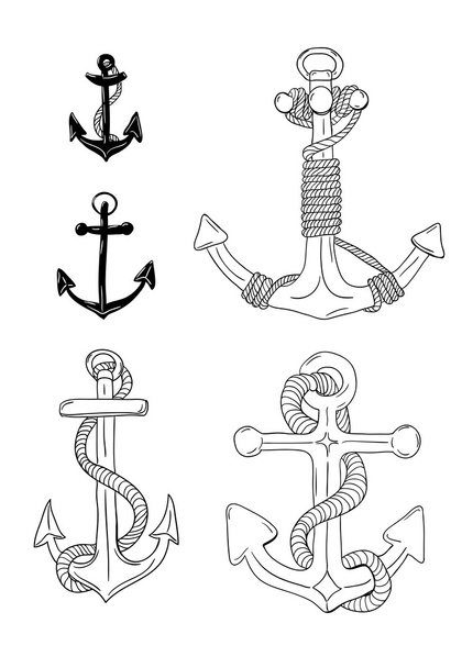 Set di ancoraggio in bianco e nero
 - Vettoriali, immagini