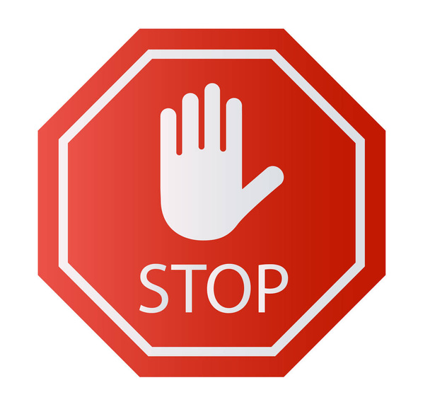 Red Stop Sign geïsoleerd op witte achtergrond. Waarschuwingsstopsymbool voor verkeer. - Vector, afbeelding