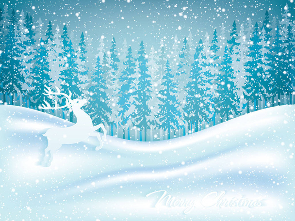 Weihnachtskarte mit Winterabend in Blauton, Vektorillustration - Vektor, Bild