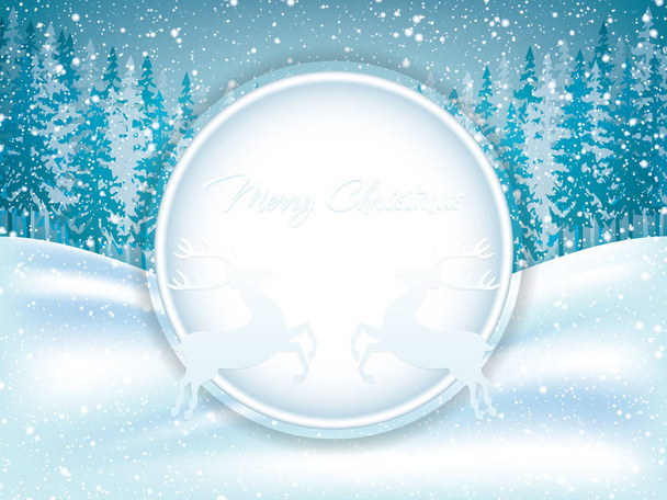 Tarjeta de Navidad con noche de invierno en tono azul, ilustración vectorial
 - Vector, Imagen