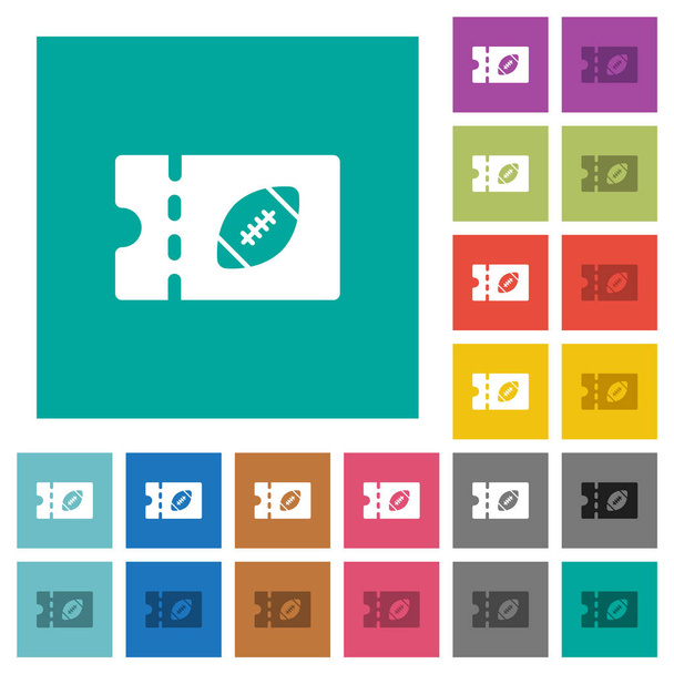 Rugby discount coupon multi colored flat icons on plain square backgrounds. Included white and darker icon variations for hover or active effects. - Vector, Image