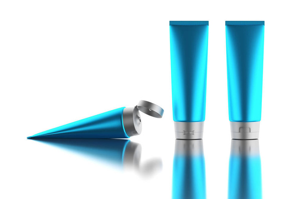 Blue glossy plastic tube for medicine or cosmetics - Photo, Image