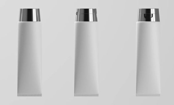 3D White glossy plastic tube for medicine or cosmetics - Photo, Image
