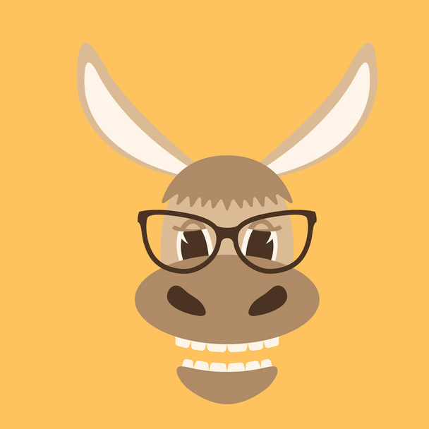 cara de burro en gafas, vector ilustración frontal
 - Vector, Imagen