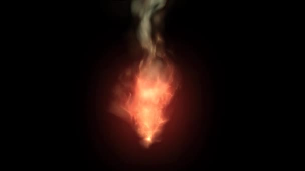 Artificial computer flame on a dark background. Artificial computer fire on a dark background with flickering flames. - Footage, Video