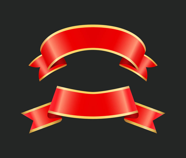 Κορδέλα κόκκινο πανό ρίγες σετ διανυσματικά εικονογράφηση - Διάνυσμα, εικόνα