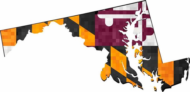 Grunge Maryland mappa con bandiera all'interno Illustrazione, Mappa del vettore Maryland, Astratto grunge mosaico bandiera del Maryland
 - Vettoriali, immagini
