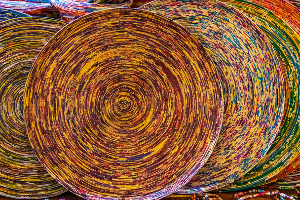 Colourful wicker wall plates - Photo, Image