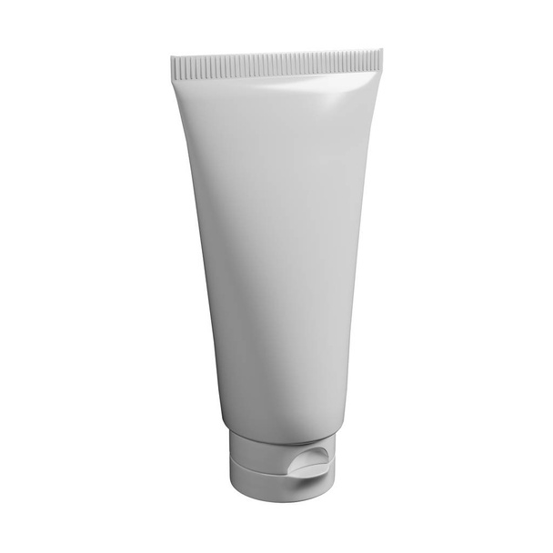 tubo cosmético maqueta de plástico blanco 3D representación aislada sobre fondo blanco
 - Foto, Imagen