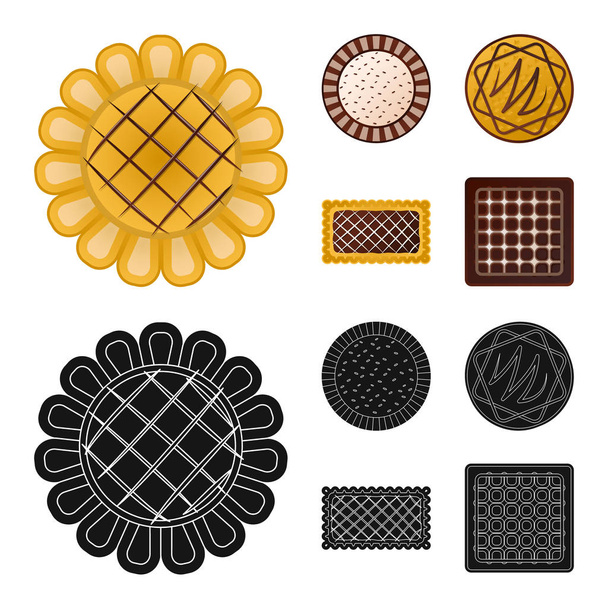 Vector design of biscuit and bake symbol. Set of biscuit and chocolate vector icon for stock. - Vector, Image