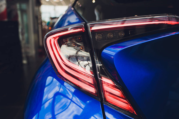 Detail on rear light blue car - Zdjęcie, obraz