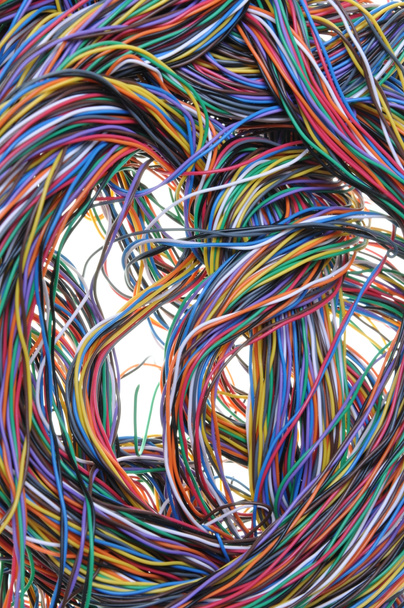 χάος δίκτυο των πολύχρωμο καλωδίων - Φωτογραφία, εικόνα