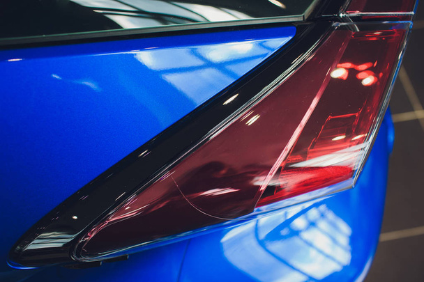 Detail on rear light blue car - Photo, Image