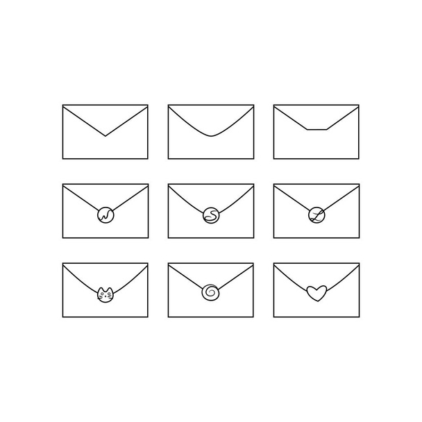Briefumschlag-Symbol. Umschläge. schwarze und weiße Umschläge - Vektor, Bild