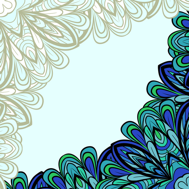 Blue-green floral frame - Vektori, kuva