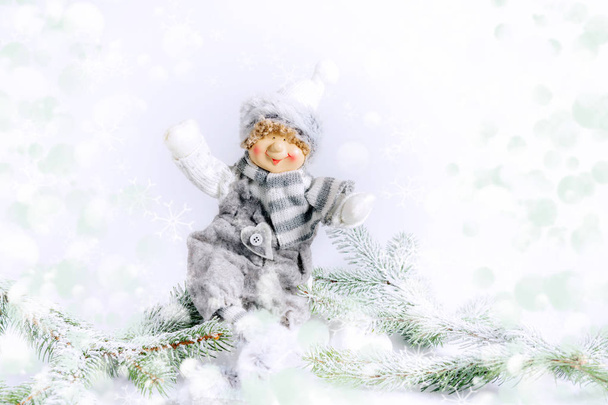 Χριστουγεννιάτικη σύνθεση με χιονάνθρωπος - Φωτογραφία, εικόνα
