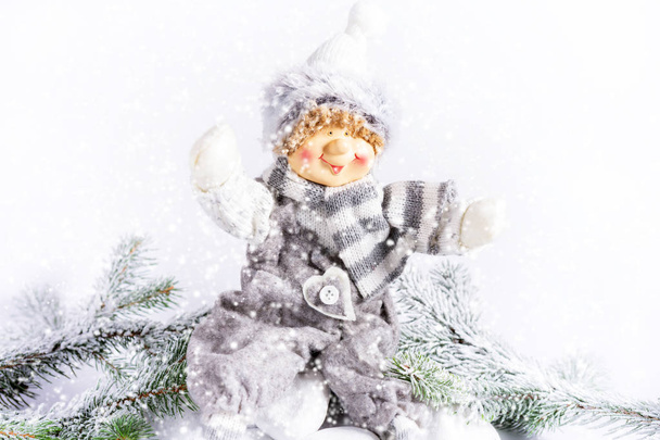 Χριστουγεννιάτικη σύνθεση με χιονάνθρωπος - Φωτογραφία, εικόνα
