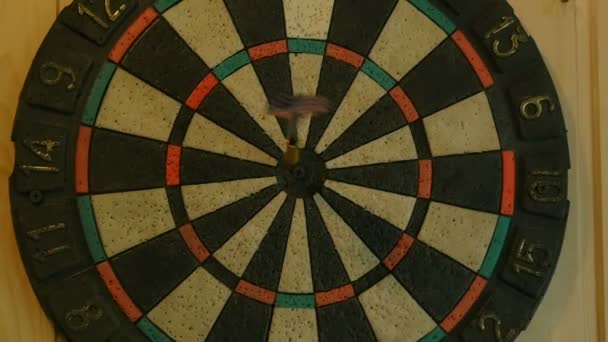 Darts hit the target, darts game,  slow motion - Footage, Video