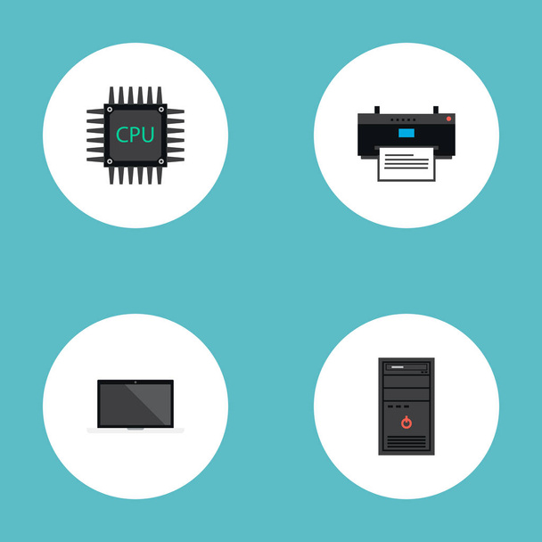 Set of PC icons flat style symbols with cpu, laptop, printing machine and other icons for your web mobile app logo design. - Photo, Image