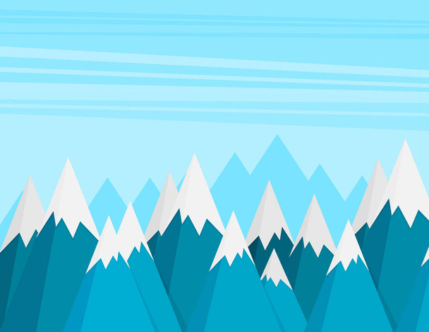 vector illustration of snowy mountains and blue sky background - ベクター画像