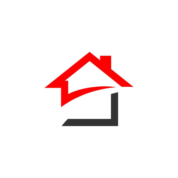 Home with Swoosh Real Estate Logo Template - Vector, Image