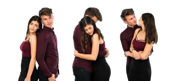 10 代の若いカップルを抱き締めることのコラージュ - 写真・画像