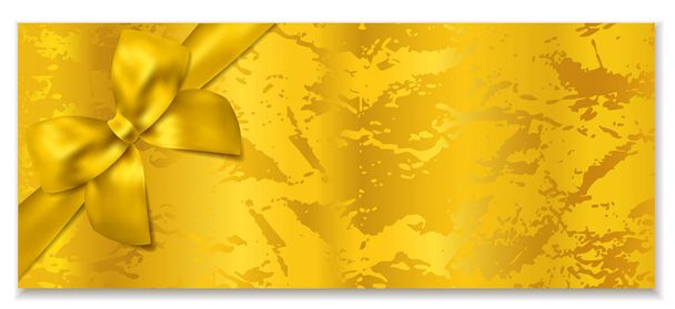 Golden ticket, Gift Certificate / Gift Voucher vector template. Holiday reward card design with corrugated golden background. Useful for Coupon, any festival, party, cinema, event, entertainment show - Vetor, Imagem