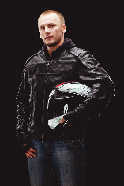 Man wearing black leather jacket - Foto, Imagen