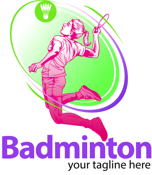 Vector illustration, female badminton player as a symbol tournament event. - Vector, Image
