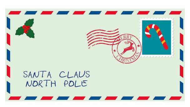 cher Père Noël, enveloppe avec timbre. lettre des désirs. illustration vectorielle plate
 - Vecteur, image