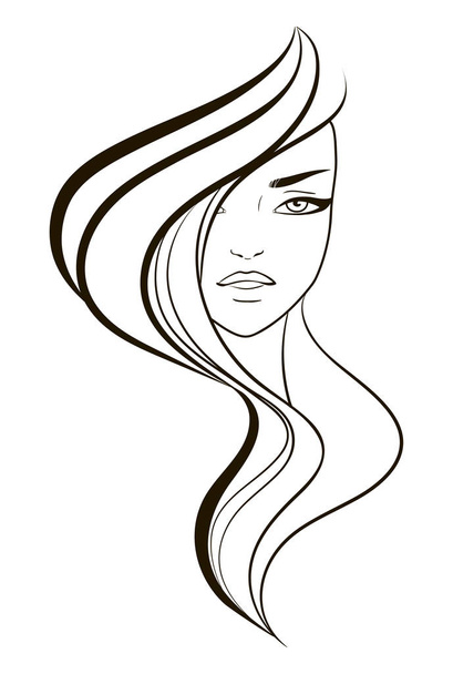 Портрет девушки из моды. Красивая девушка с длинными волосами
 - Вектор,изображение