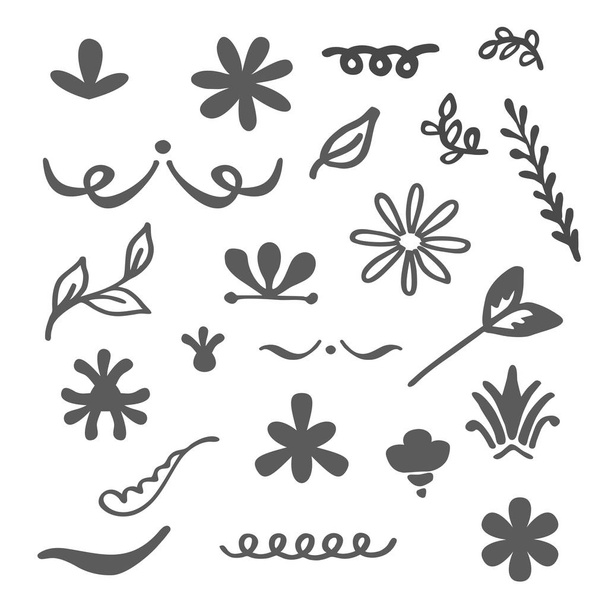 florale dekorative handgezeichnete Vektorelemente auf weißem Hintergrund - Vektor, Bild