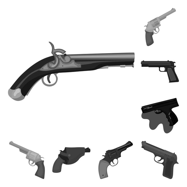 Isolated object of revolver and pistol symbol. Collection of revolver and trigger vector icon for stock. - Vettoriali, immagini