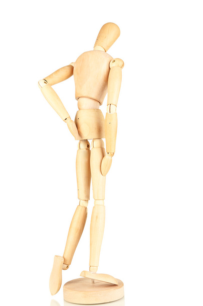 Joint pain at wooden mannequin isolated on white - Φωτογραφία, εικόνα