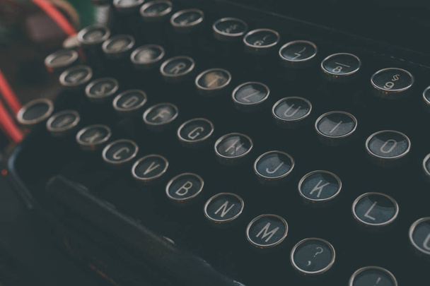 Close up of old black typewriter keys - Foto, immagini