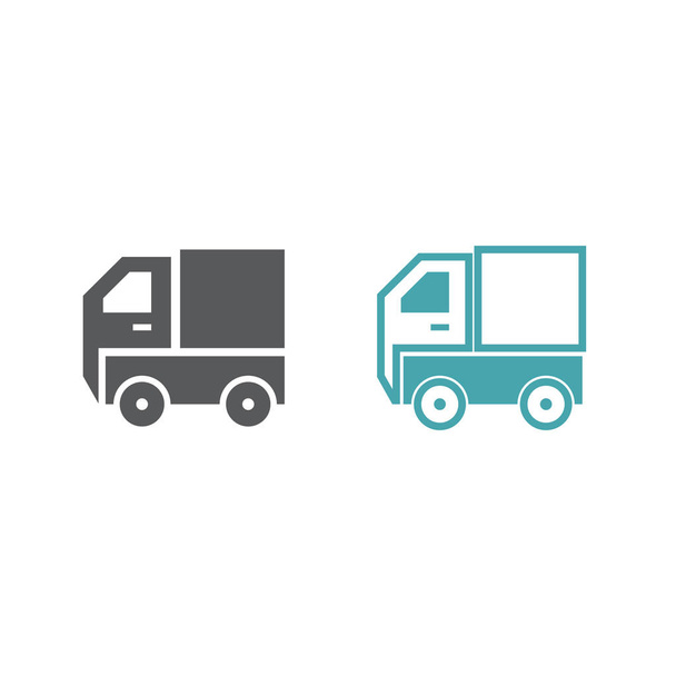 Set of vector icons. Freight transportation. Flat design Monohrome - Vector, Image