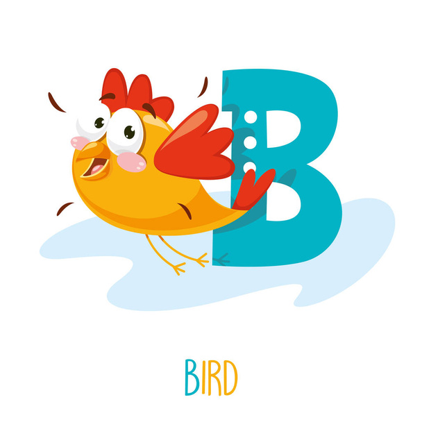 Vector Illustration Of Alphabet Letter B And Bird - Vector, Image