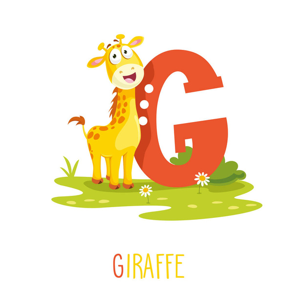 Ilustracja wektorowa litery G i żyrafa - Wektor, obraz